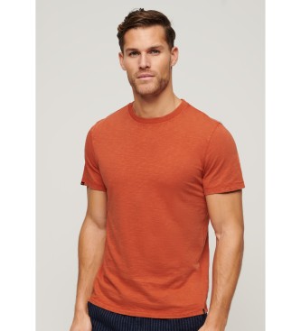 Superdry T-shirt arancione a maniche corte con collo tondo fiammato