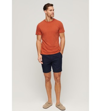 Superdry Geflammtes Kurzarm-T-Shirt mit orangefarbenem Rundhalsausschnitt