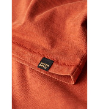 Superdry T-shirt arancione a maniche corte con collo tondo fiammato