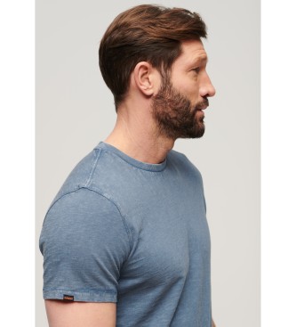 Superdry Geflammtes Kurzarm-T-Shirt mit blauem Rundhalsausschnitt