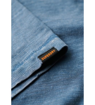 Superdry Geflammtes Kurzarm-T-Shirt mit blauem Rundhalsausschnitt