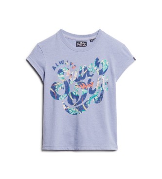 Superdry Blomstret t-shirt med skrift i lilla