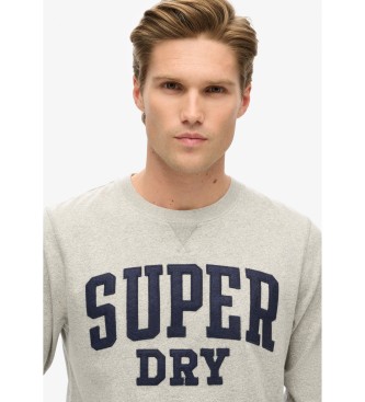 Superdry T-shirt sportiva grigia a maniche lunghe