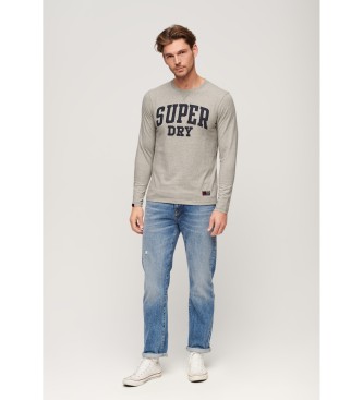 Superdry T-shirt sportiva grigia a maniche lunghe