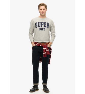 Superdry Atletska majica z dolgimi rokavi sive barve