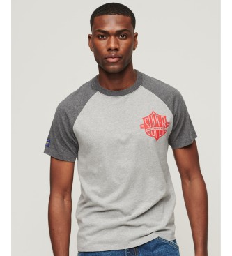 Superdry T-shirt manica raglan in cotone biologico grigio
