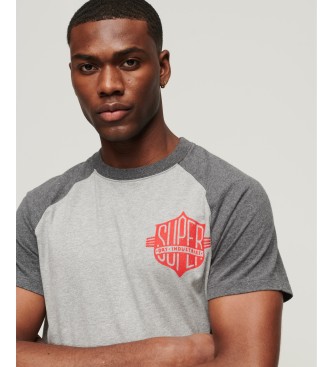 Superdry T-shirt manica raglan in cotone biologico grigio
