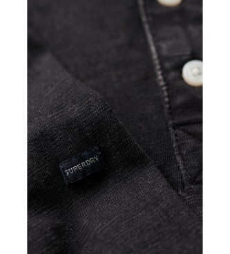Superdry T-shirt lavorata a maglia con colletto da panettiere nero