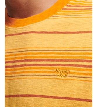Superdry Teksturowana koszulka w paski w stylu vintage wykonana z żółtej bawełny organicznej