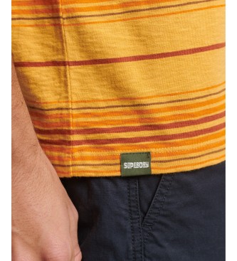 Superdry Gestreiftes Vintage-T-Shirt aus gelber Bio-Baumwolle