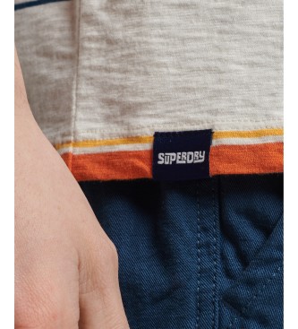 Superdry T-shirt w paski o fakturze vintage z beżowej bawełny organicznej