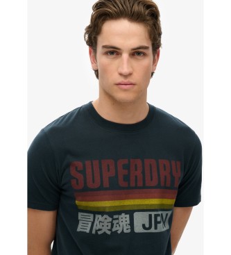 Superdry T-shirt azul-marinho do Japo