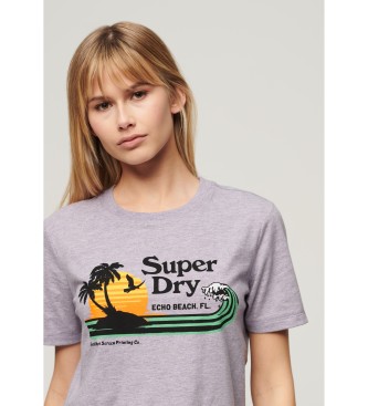Superdry Locker geschnittenes gestreiftes T-Shirt Outdoor lila