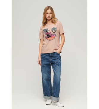 Superdry Relaxed-cut striped T-shirt Outdoor pink