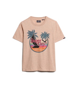 Superdry Stribet T-shirt med afslappet snit Udendrs pink