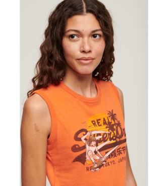 Superdry T-shirt slim fit arancione con logo LA Vintage