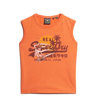 Superdry T-shirt slim fit arancione con logo LA Vintage