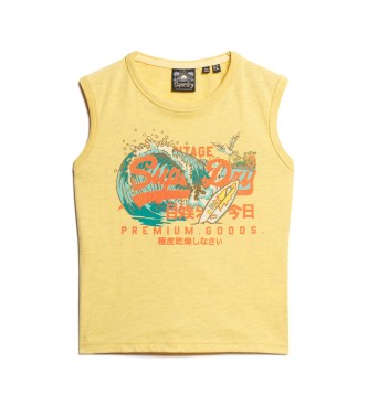 Superdry Prilegajoča se majica z logotipom LA Vintage v rumeni barvi