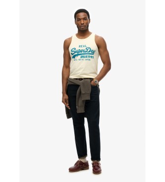 Superdry Biały podkoszulek z logo Vintage Cali