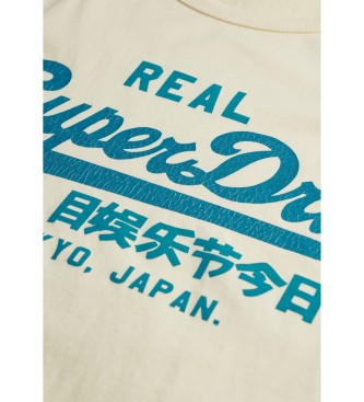 Superdry Biały podkoszulek z logo Vintage Cali