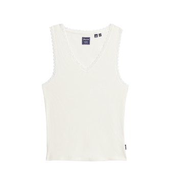 Superdry T-shirt com acabamento em renda Athletic Essentials branco