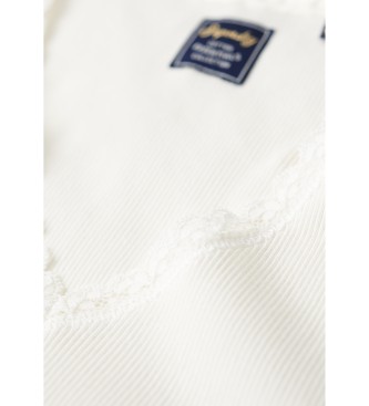 Superdry Camiseta con ribete de encaje Athletic Essentials blanco