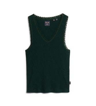 Superdry Athletic Essentials majica s čipkasto obrobo zelena