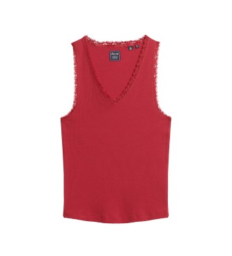 Superdry Camiseta con ribete de encaje Athletic Essentials rojo