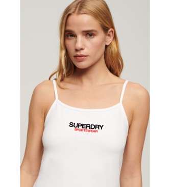 Superdry T-shirt aderente con logo sportivo bianco