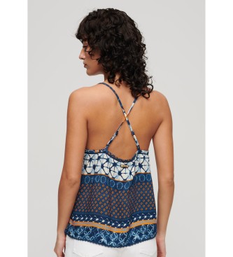 Superdry Navy print knitted tank top