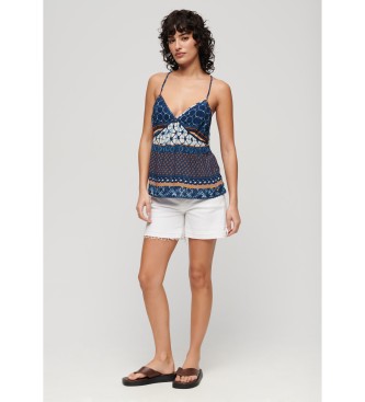 Superdry Navy print knitted tank top