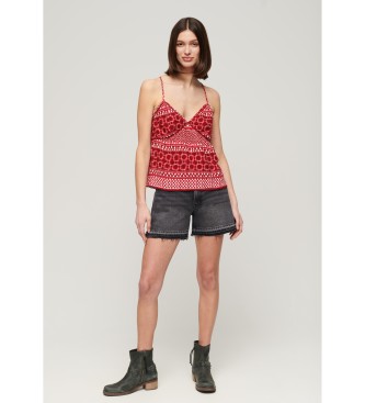 Superdry Red printed knitted tank top