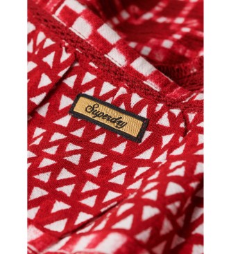 Superdry Camiseta de tirantes tejida estampada rojo