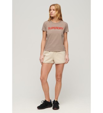 Superdry T-shirt aderente con logo Sportswear marrone