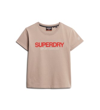 Superdry T-shirt aderente con logo Sportswear marrone