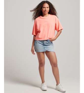 Superdry Code Surplus Micro coral oversized square cut t-shirt