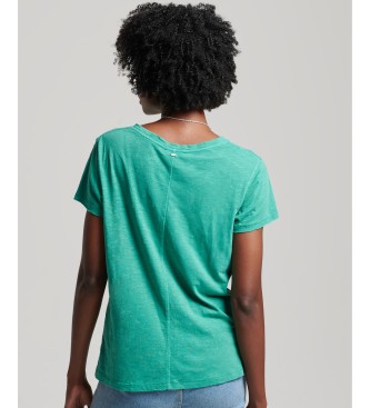 Superdry T-shirt fiammata ricamata verde