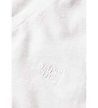Superdry T-shirt fiammata scollo a V bianca ricamata