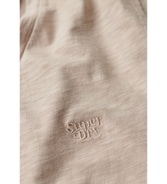Superdry T-shirt fiammata con scollo a V marrone ricamata
