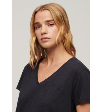 Superdry Navy broderet flammet T-shirt med V-udskring