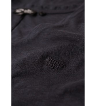 Superdry Marineblaues geflammtes T-Shirt mit besticktem V-Ausschnitt