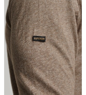 Superdry Flamed knitted long-sleeved brown T-shirt with long sleeves
