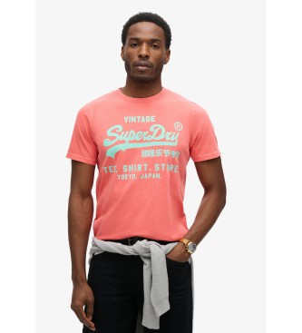 Superdry Fluoreszierendes T Shirt mit korallenrotem Vintage Logo Esdemarca Geschaft fur Schuhe Mode und Accessoires Markenschuhe und Markenturnschuhe