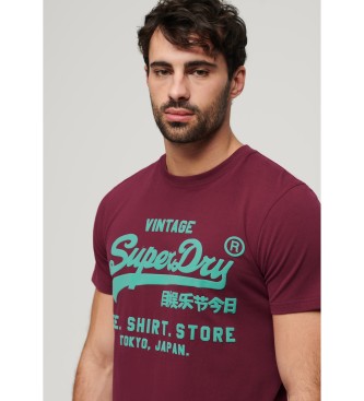 Superdry Camiseta flor con logo Vintage granate