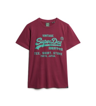 Superdry T-shirt fluorescente con logo Vintage bordeaux