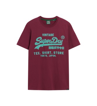 Superdry T-shirt fluorescente con logo Vintage bordeaux