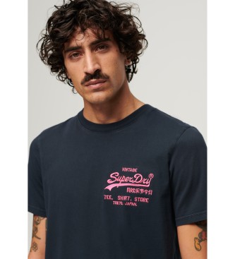 Superdry Camiseta flor con logo Vintage marino