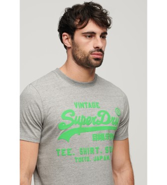 Superdry T-shirt Fluor com logtipo Vintage cinzento