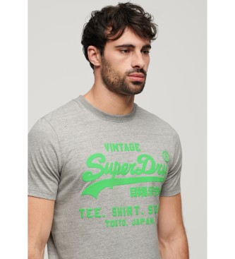 Superdry T-shirt fluorescente con logo Vintage grigio