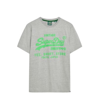 Superdry T-shirt Fluor com logtipo Vintage cinzento